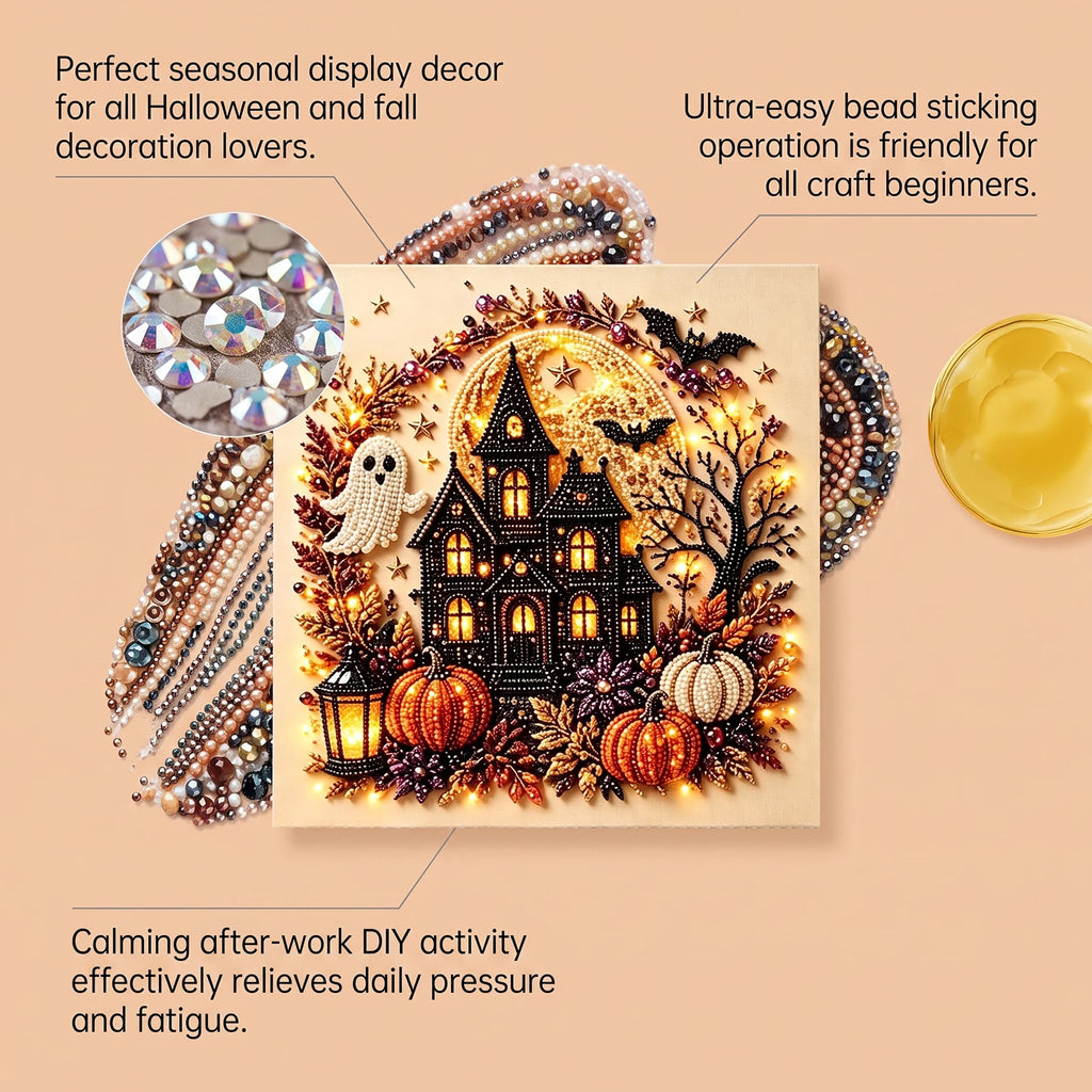 Halloween 3D Diamond Painting DIY Kit – Ghost & Pumpkin Pearl Art