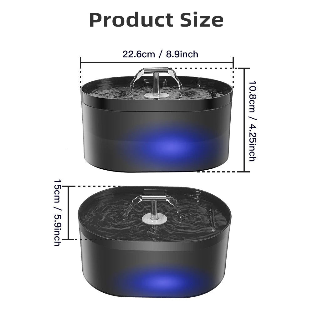 2.2L Smart Pet Water Fountain with Filter & LED Light Pet Water Fountain Nixie