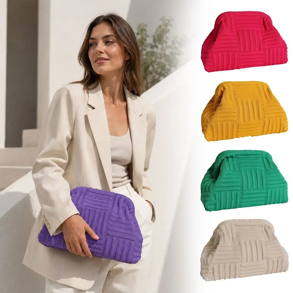 Knit-Textured Evening Clutch Bag | Large Makeup Bag for Women Evening Clutch Bag Nixie