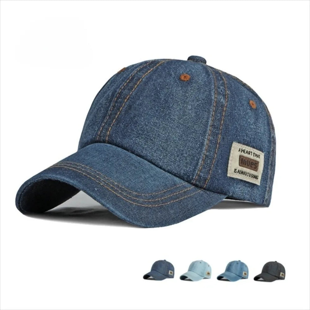 Blue Denim Baseball Cap Washed Vintage Snapback Hat Unisex Baseball Cap Nixie
