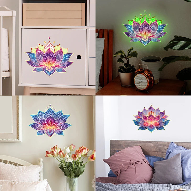 Glow-in-the-Dark Lotus PVC Sticker – Removable Wall Decal Glow Wall Decal Nixie