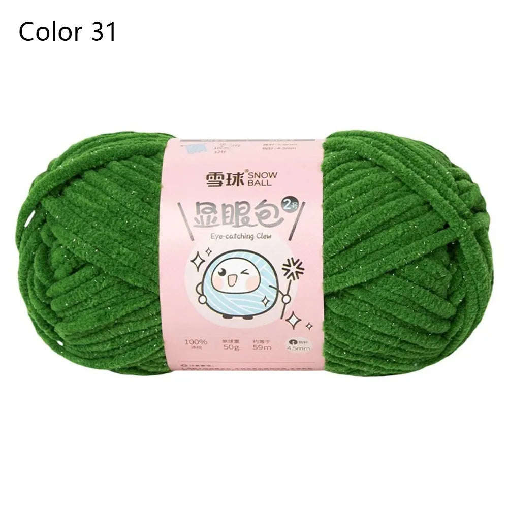 Soft Chenille Yarn 50g 59M 4.5mm – Shiny Chunky Knitting Yarn