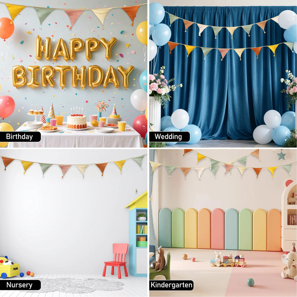 Fabric Triangle Pennant Bunting Banner – Party & Wedding Garland Party Bunting Banner Nixie