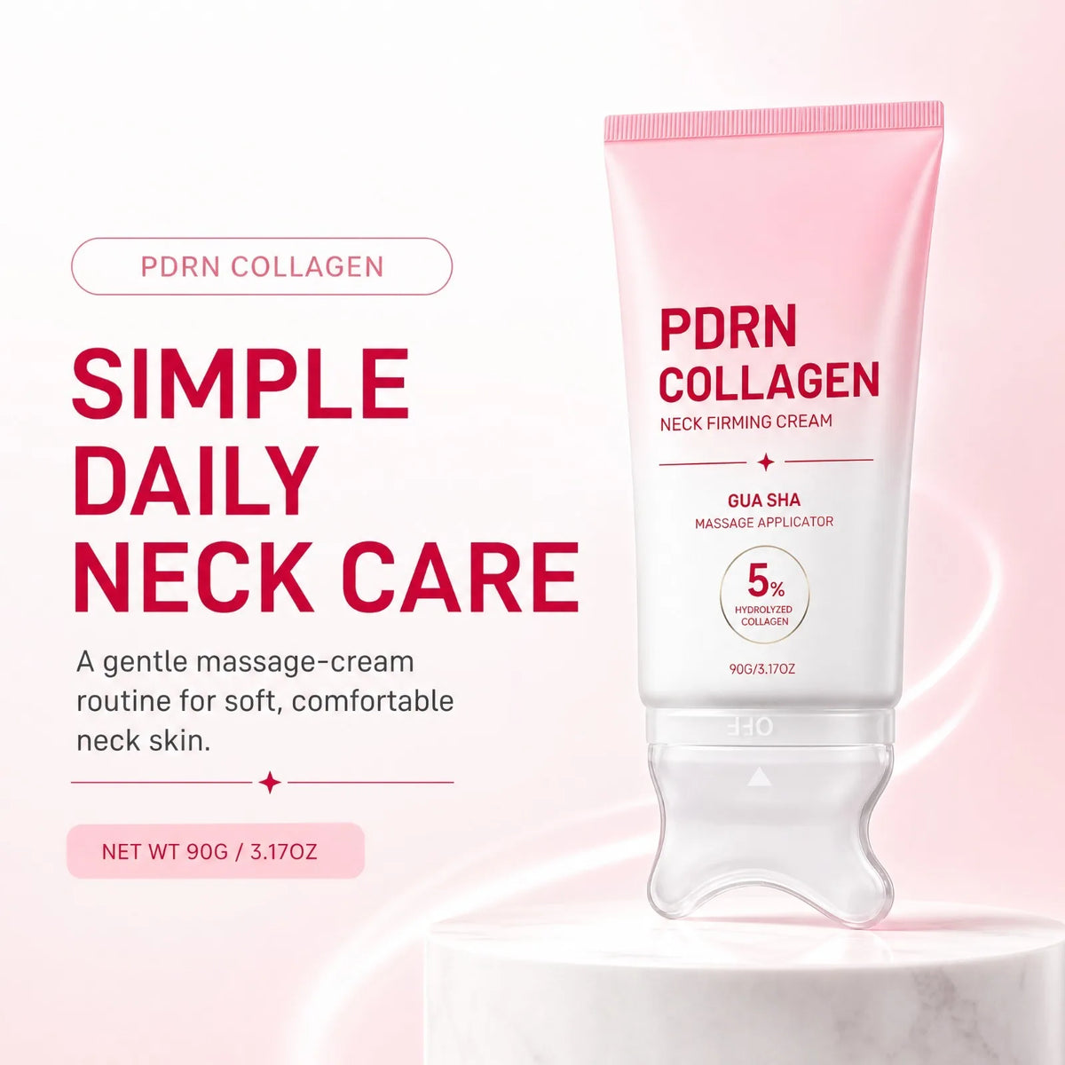 PDRN Collagen Neck Cream with Gua Sha Roller | Firming & Hydrating Neck Firming Cream Nixie