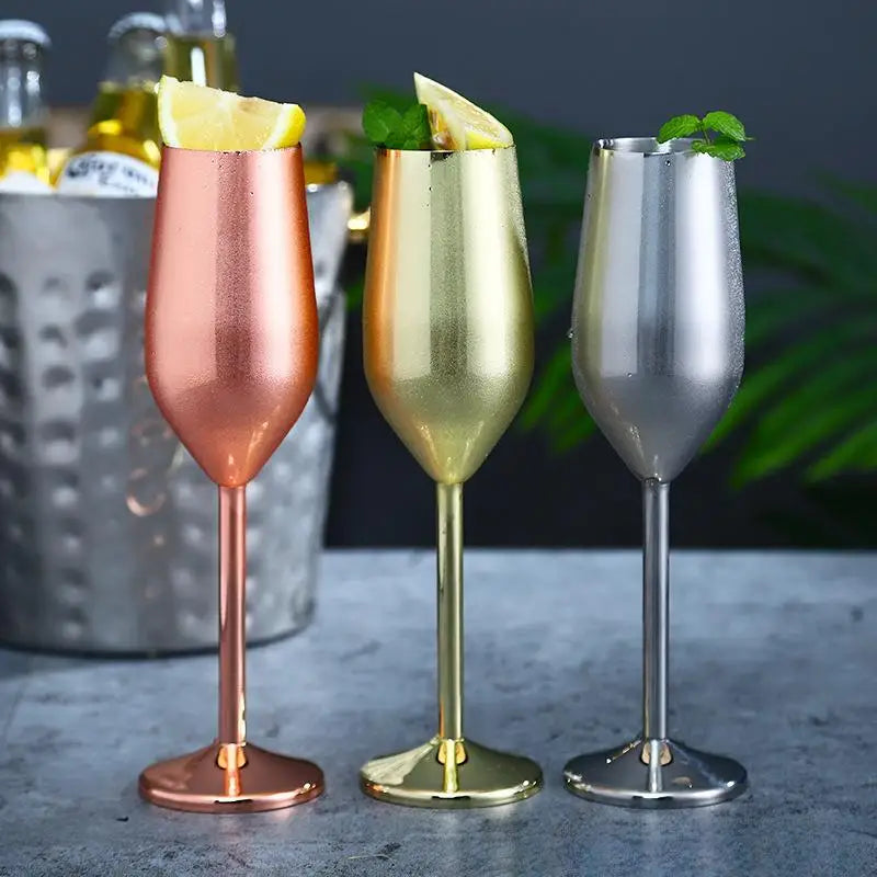 Stainless Steel Champagne Goblet – Gold & Silver Gift Glass Champagne Goblet Nixie