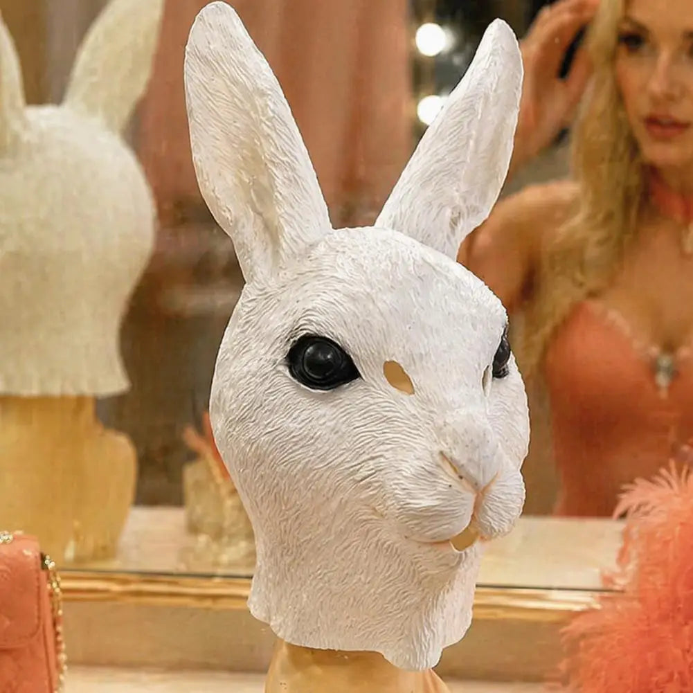 Realistic Bunny Latex Hood Mask – Breathable Halloween Costume
