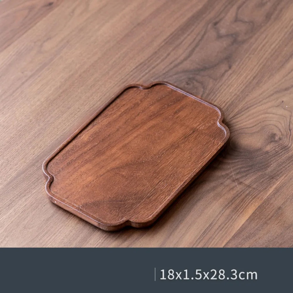 Walnut Wood Leaf Tea Tray – Serving Platter for Snacks & Fruit