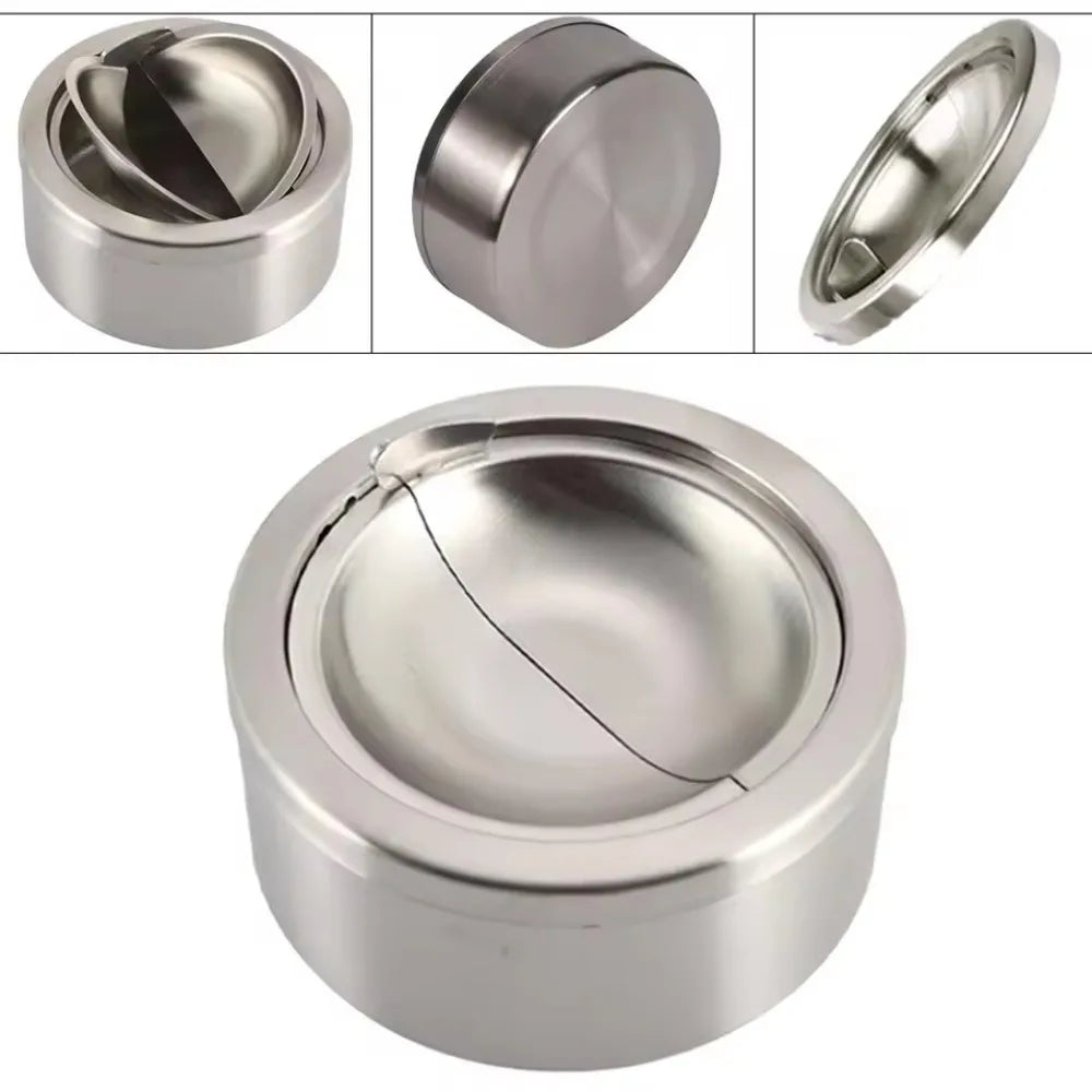Windproof Ashtray with Lid – Stainless Steel Portable Home Ashtray