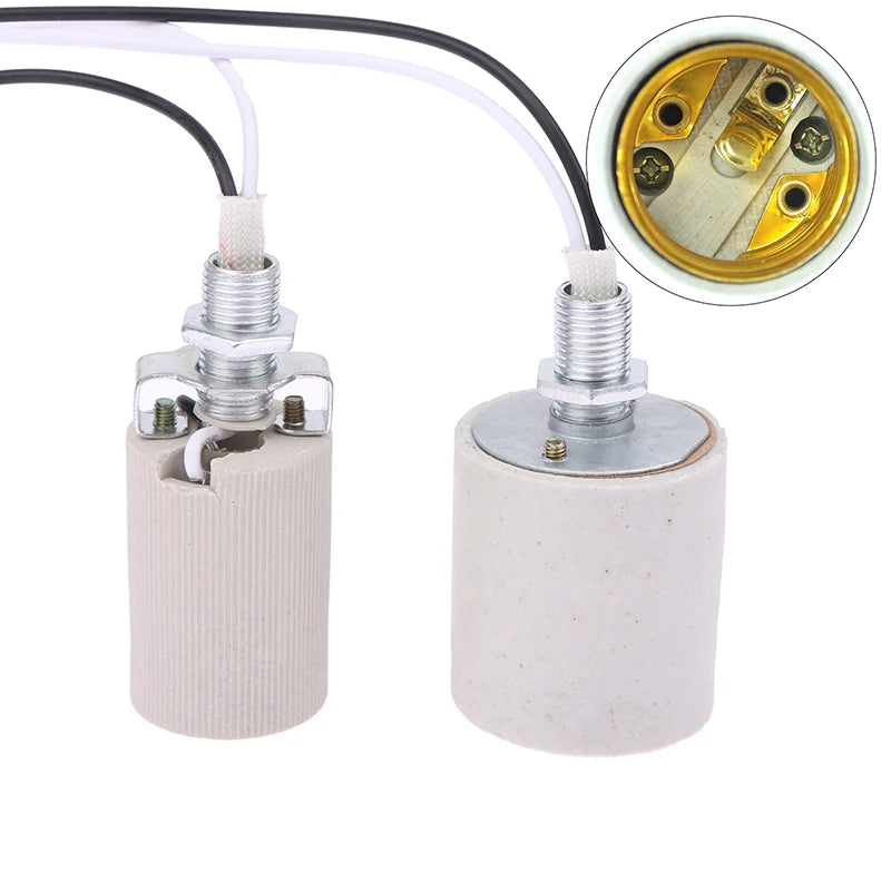 Ceramic E14 E27 Screw Lamp Holder Socket with Cable