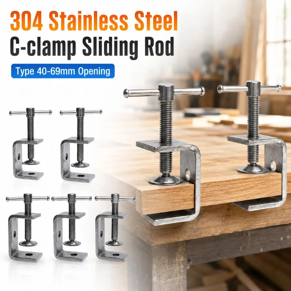 304 Stainless Steel C-Clamp Sliding Rod Adjustable 40–69mm C-Clamp Nixie