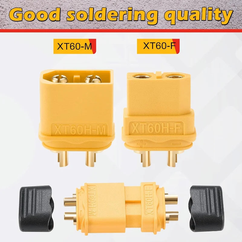 10 Pair XT60H Upgrade Bullet Connectors Male Female Plugs w/ Sheath