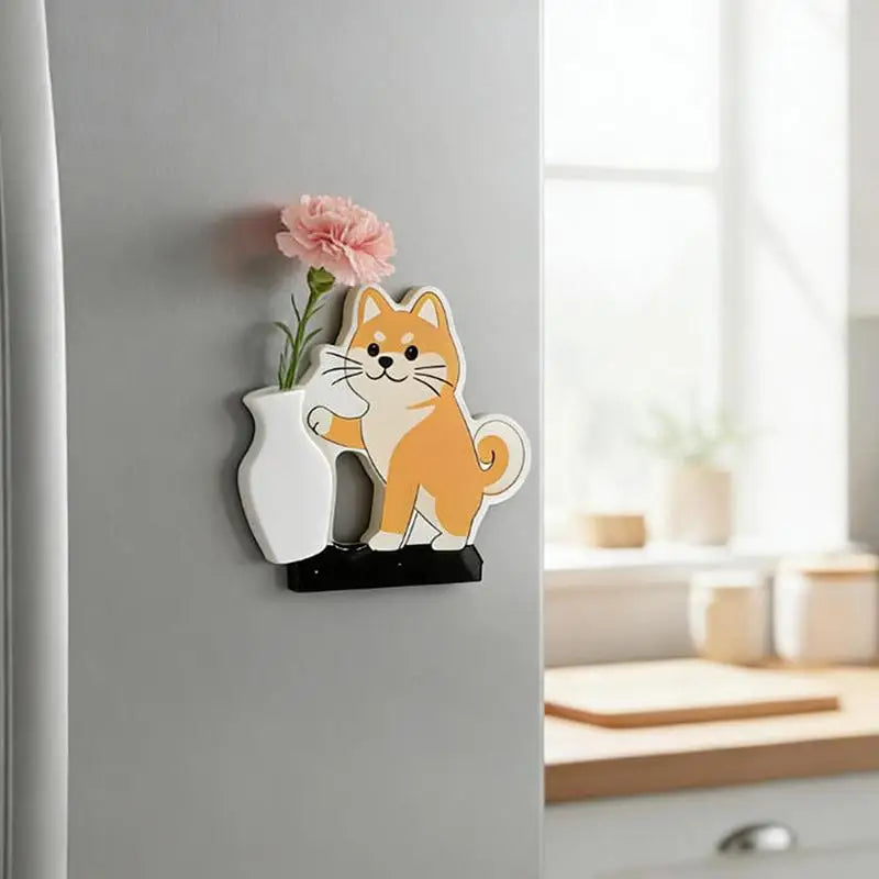Mini Acrylic Vase Fridge Magnet – Dog & Cat Pet Décor Decorative Fridge Magnet Nixie