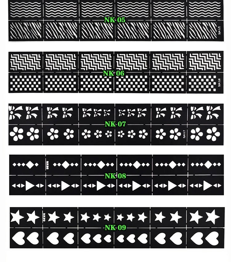 Hollow Nail Art Stamping Stencils – Letter & Flower Decals Nail Art Stencils Nixie