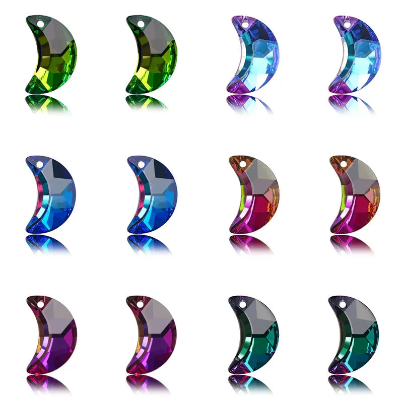 10Pcs Violet Crystal Glass Charm Beads for DIY Jewelry Making Glass Jewelry Beads Nixie 20mm moon Mixed 10PCS