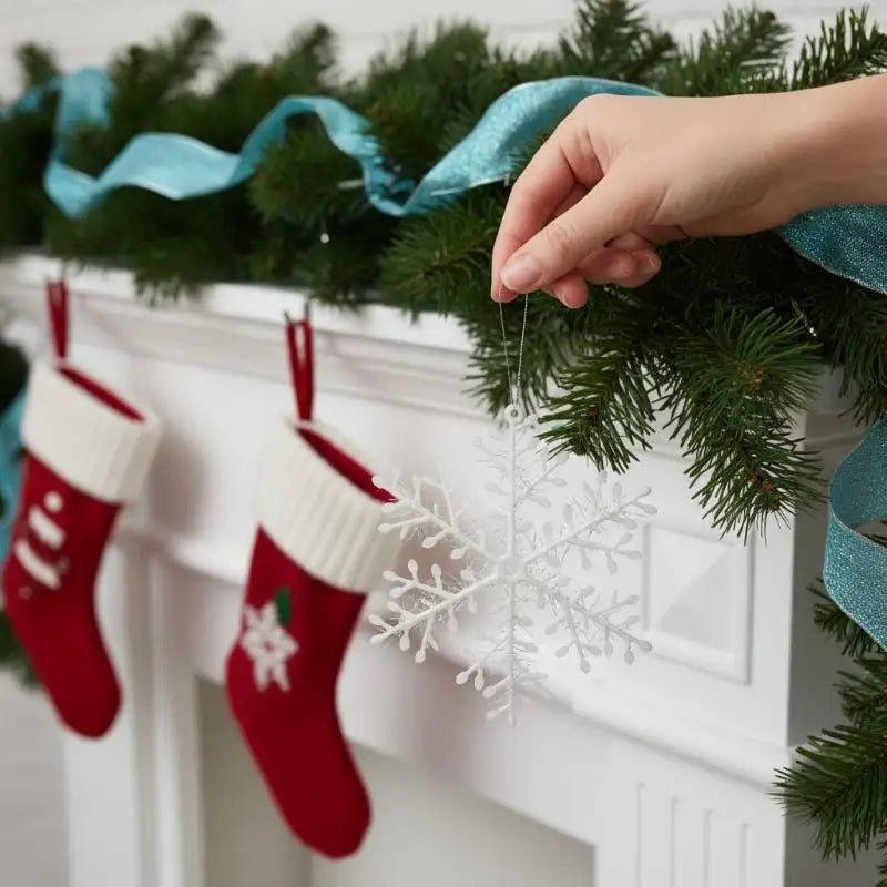 White Glitter Snowflake Ornaments – Christmas Tree & Party Decor