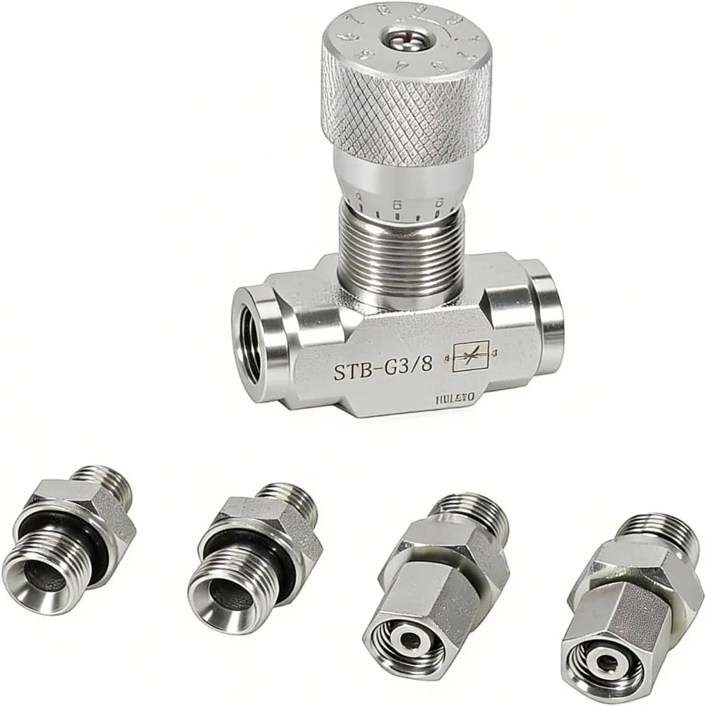 5pcs G3/8 Hydraulic Flow Control Valve L08 Alloy Steel Restrictor Hydraulic Control Valve Nixie