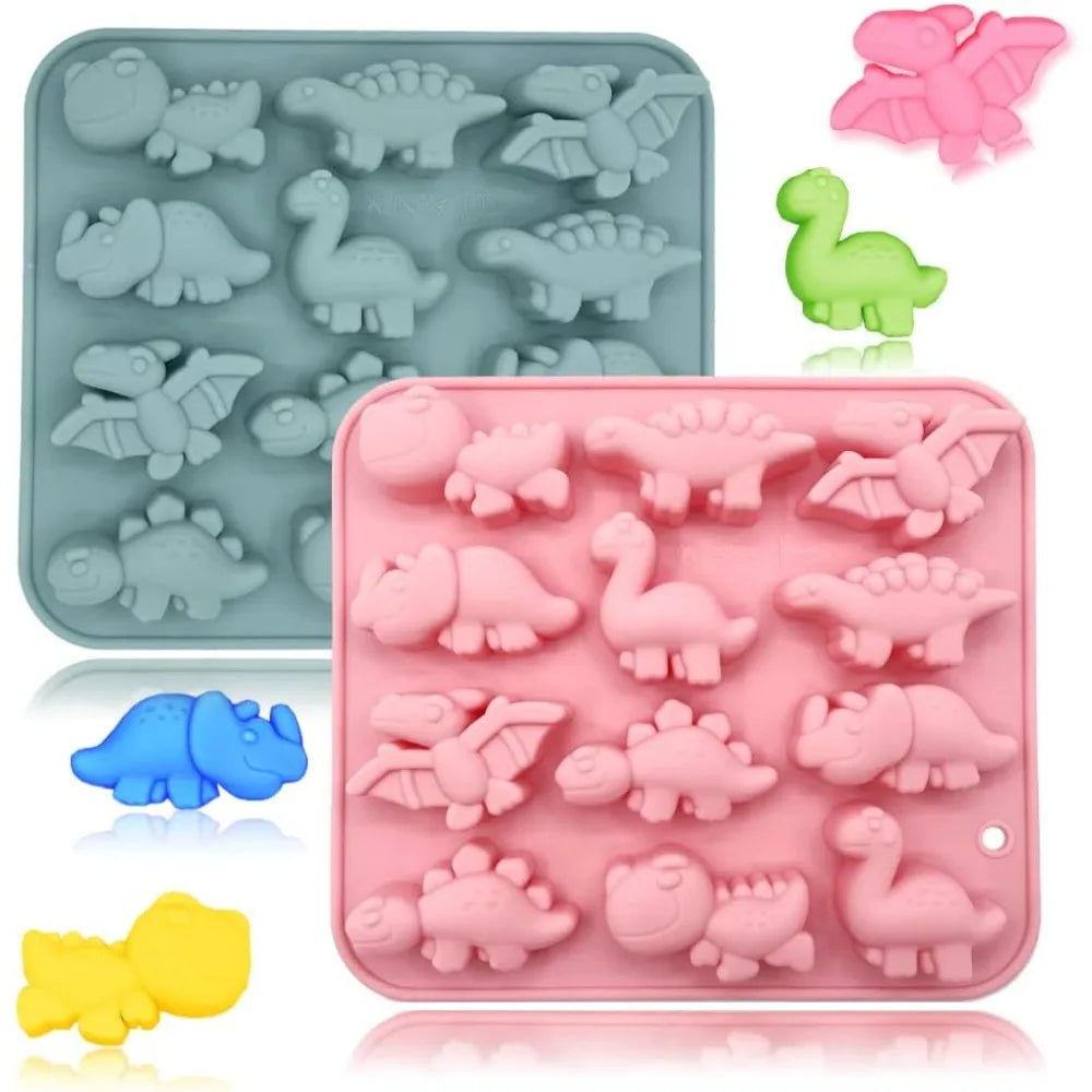 3D Dinosaur Silicone Mold 12-Cavity | Chocolate Cake Baking Tray Silicone Baking Mold Nixie