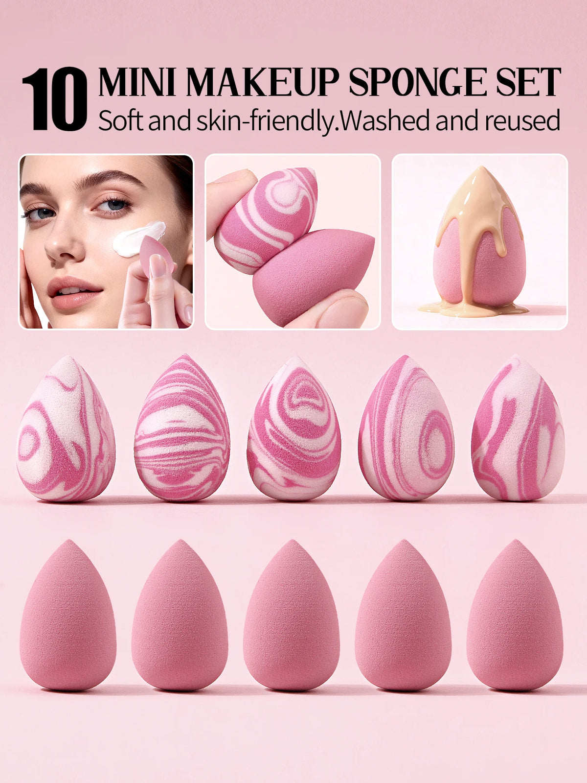 10-Pack Mini Makeup Blending Sponges – Teardrop, Wet & Dry Makeup Blending Sponge Nixie