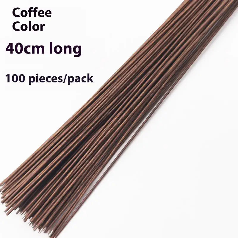 100Pcs 40cm Artificial Floral Wire Stems for DIY Wedding Decor Floral Wire Stems Nixie Coffee
