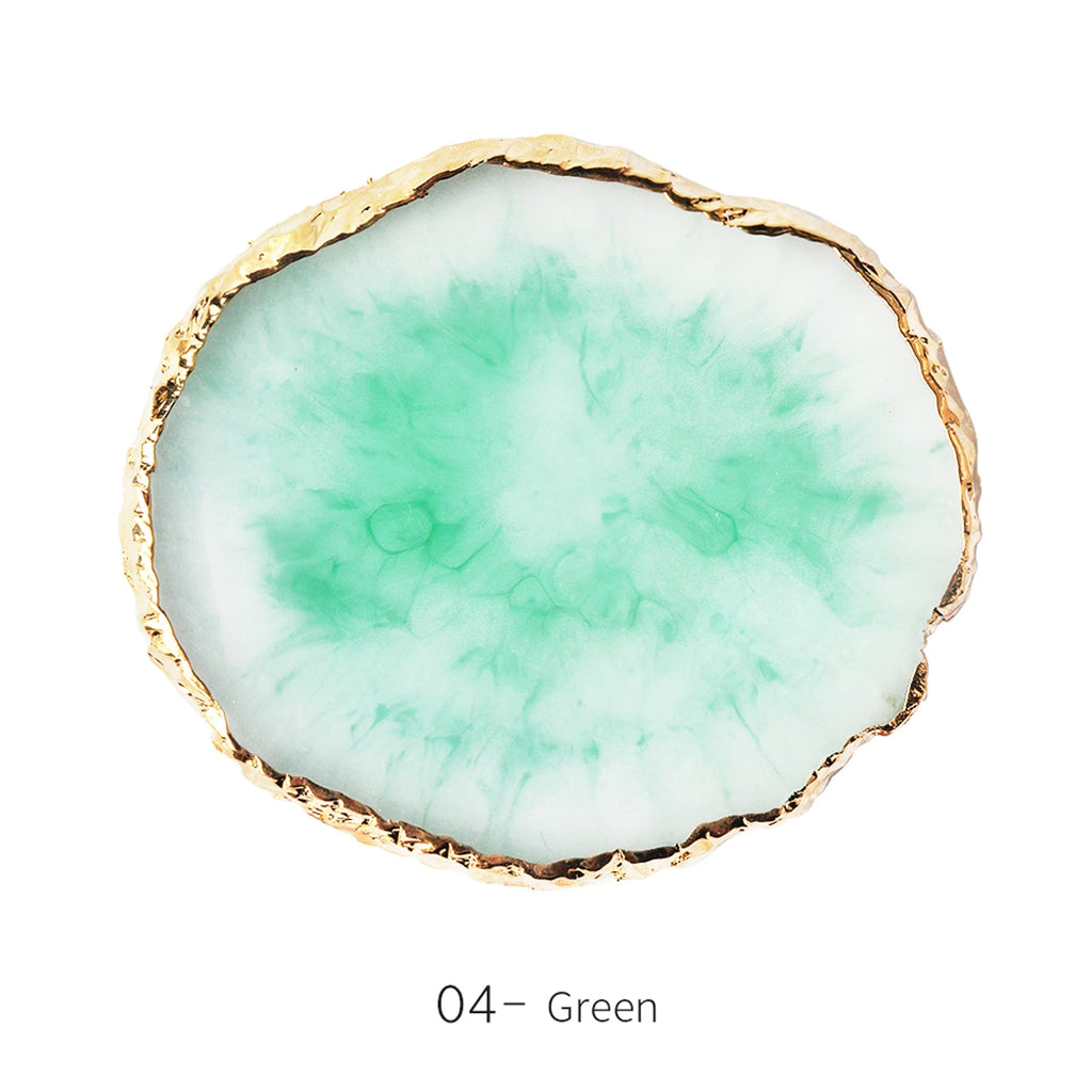 Round Resin Agate Nail Art Palette & Gel Polish Display Shelf Nail Art Palette Nixie 4-Green
