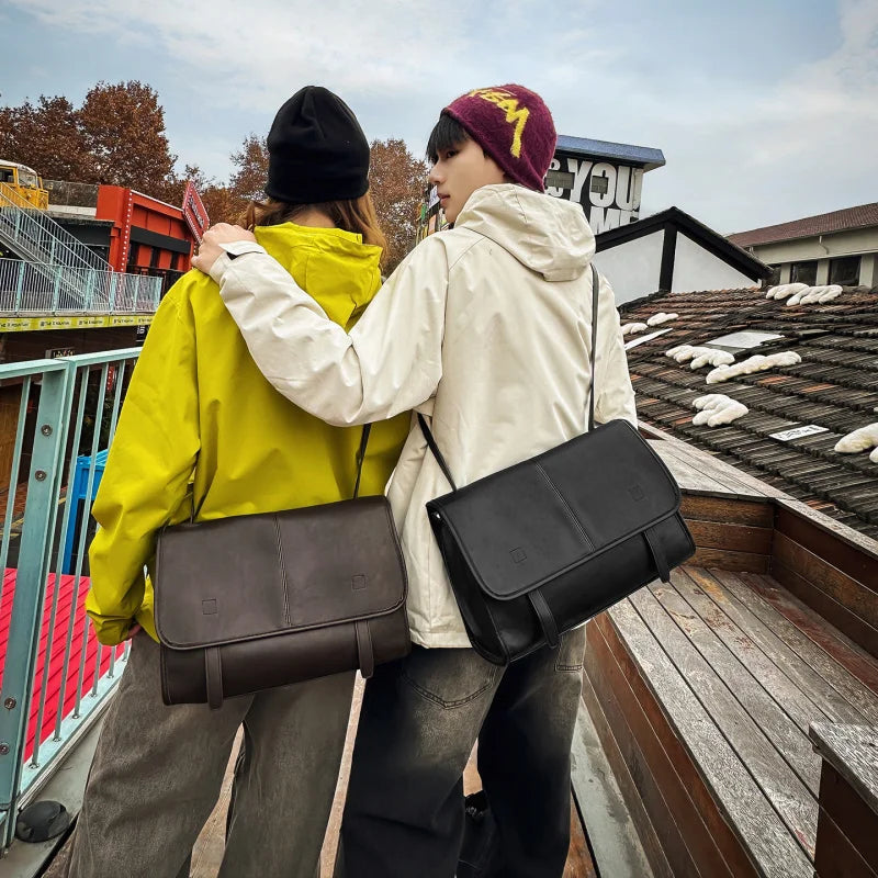 PU Leather Messenger Bag – Waterproof Vintage Crossbody Shoulder Bag Leather Messenger Bag Nixie