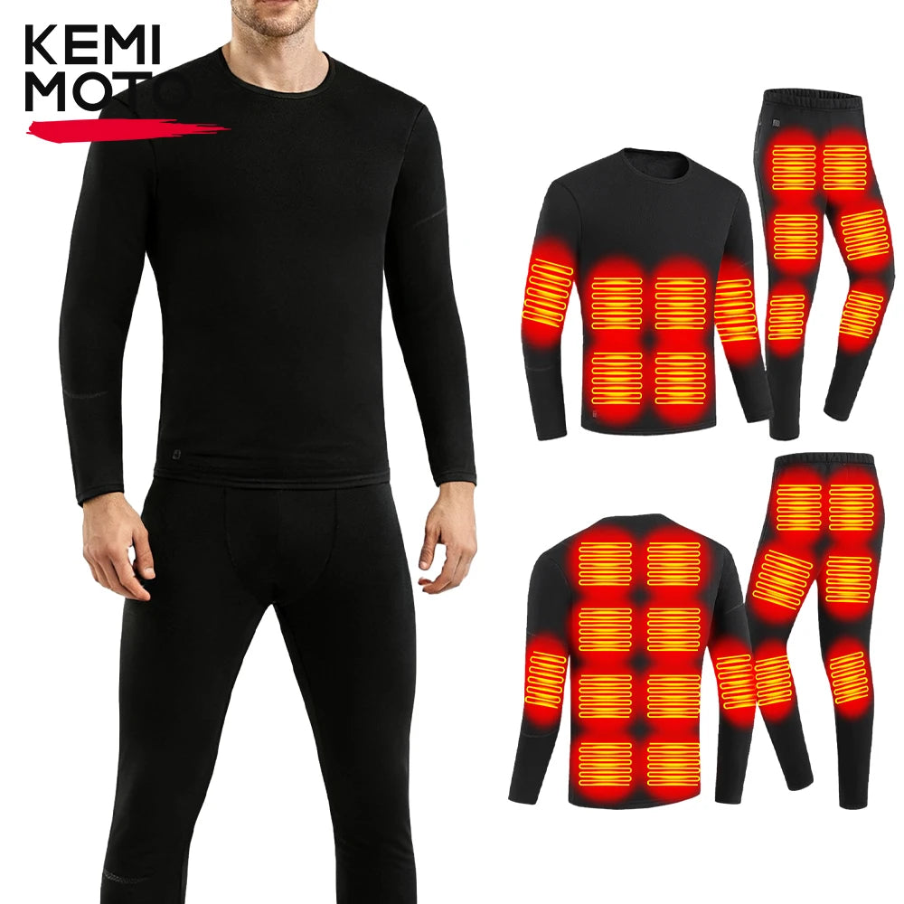 KEMITOUR 28-Zone USB Heated Thermal Underwear Suit | Top & Pants Heated Thermal Underwear Nixie