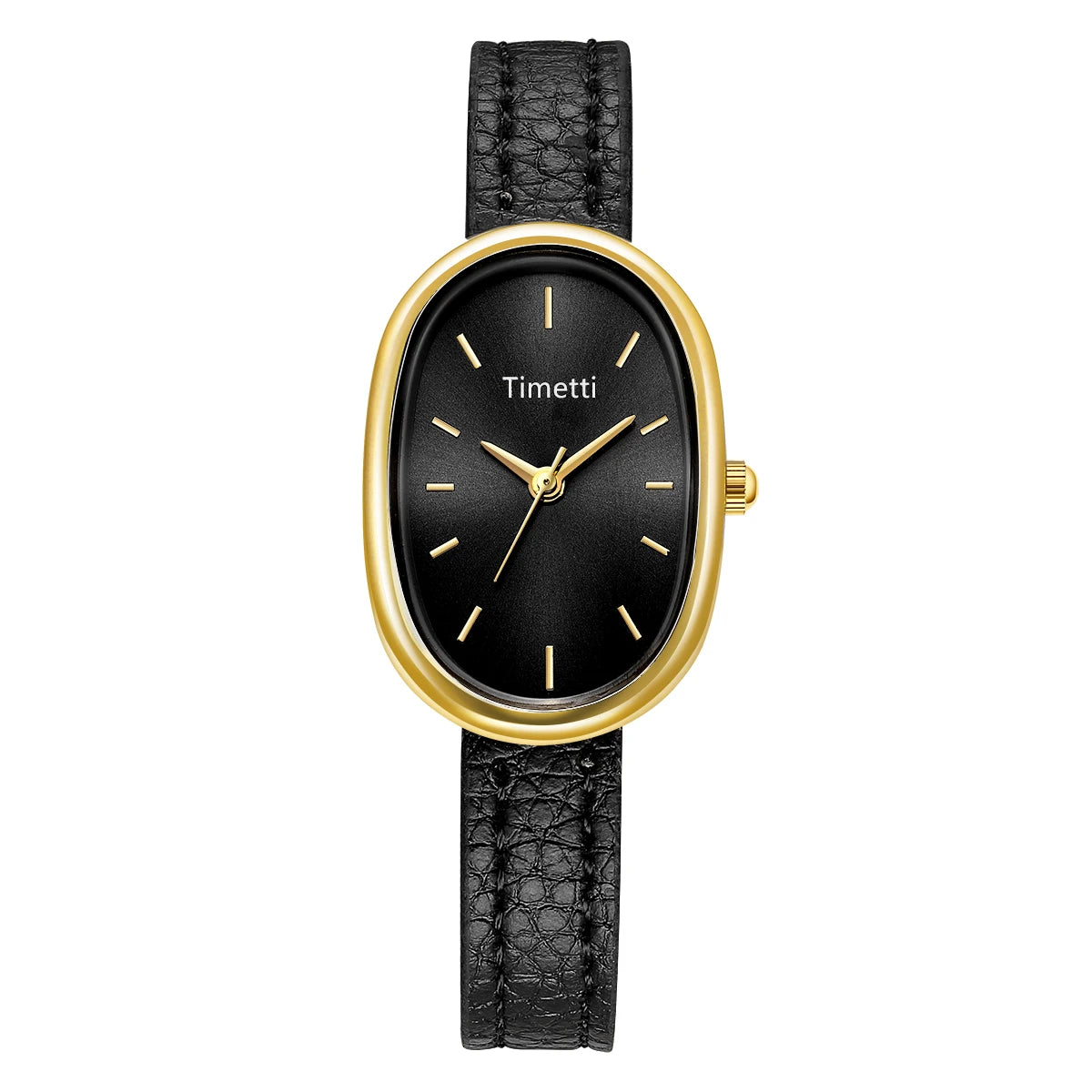 REBIRTH Retro Oval Leather Women's Watch – Quartz Elegant Women's Quartz Watch Nixie black