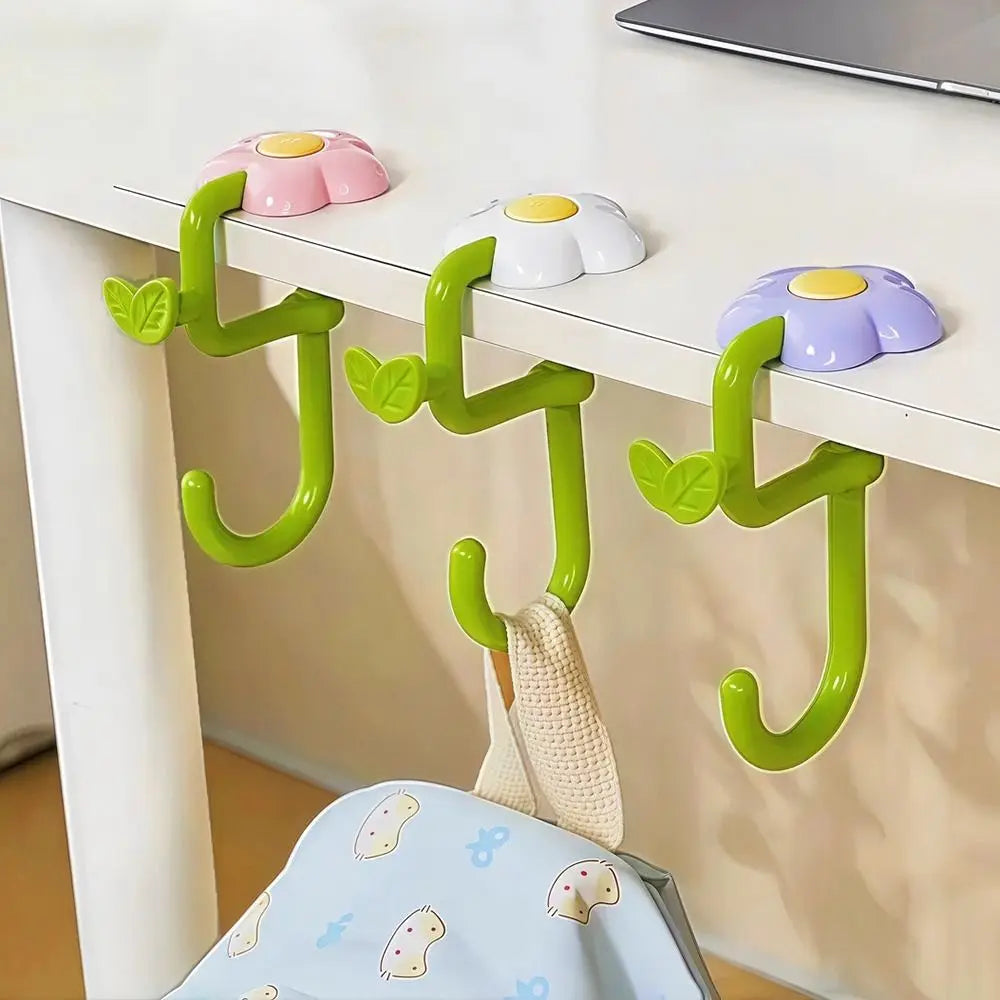 Flower-Shaped Desk Edge Hook – Punch-Free, Adjustable