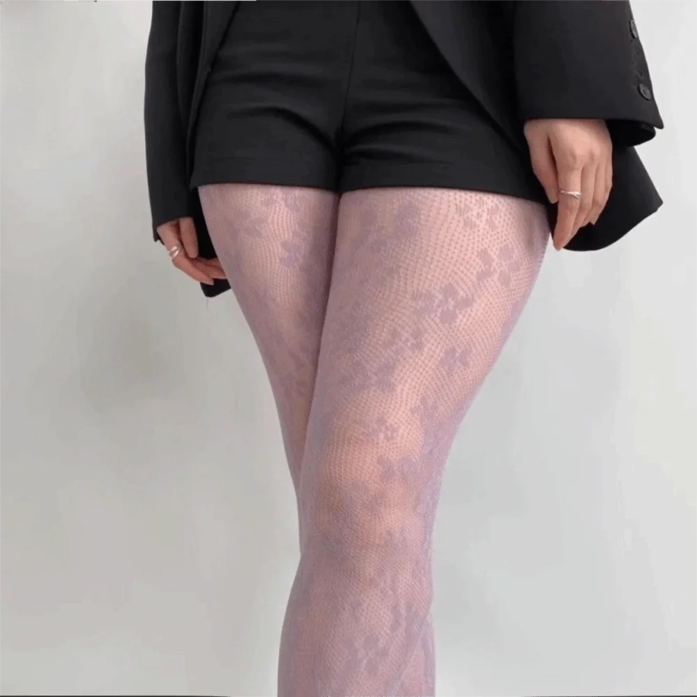 Plus Size Fishnet Pantyhose Floral Jacquard Stockings for Women Fishnet Pantyhose Nixie