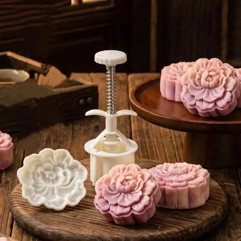 75g Mooncake Mold – 3D Peony Flower Press for DIY Baking Pastry Baking Mold Nixie