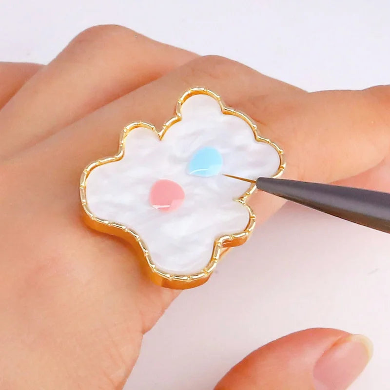 Resin Amber Butterfly Nail Art Palette Ring – Color Mixing Tool Nail Art Palette Nixie