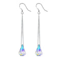 Silver Aurora Crystal Drop Earrings for Women | Wedding Jewelry Crystal Drop Earrings Nixie AB