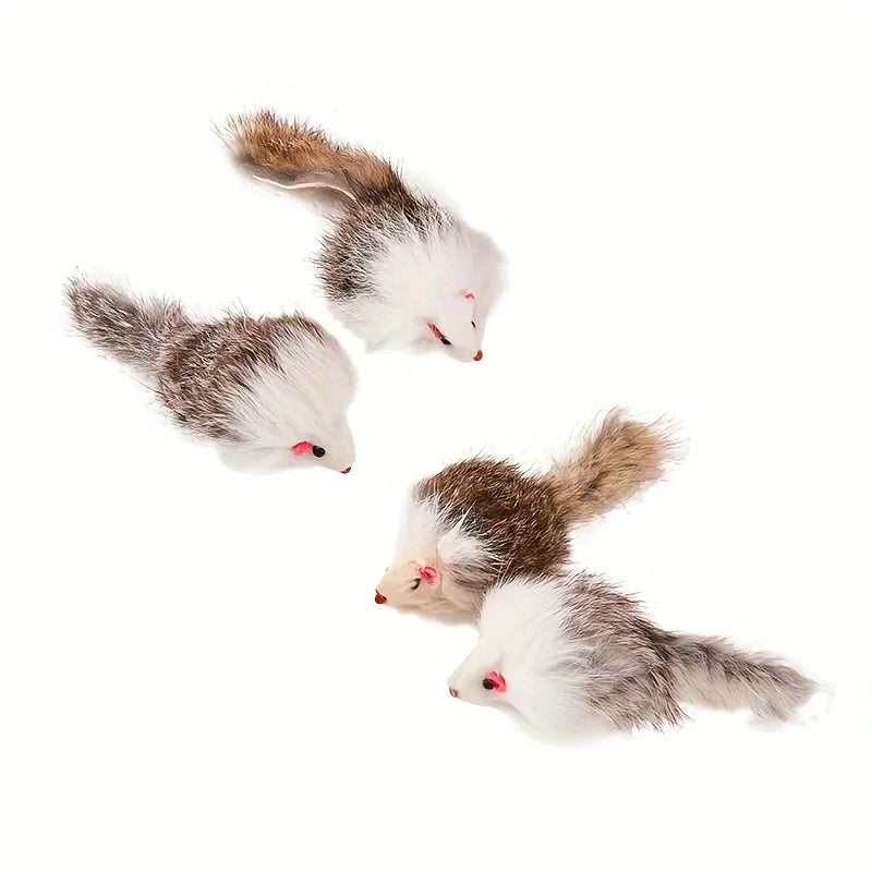 Rabbit Fur Cat Mouse Toys – Fake Mice for Cats (1/3 PCS) Cat Mouse Toy Nixie