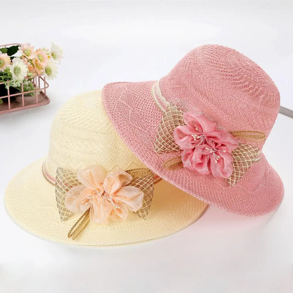 Women's Wide Brim Foldable Straw Sun Hat – Floral Beach Straw Sun Hat Nixie