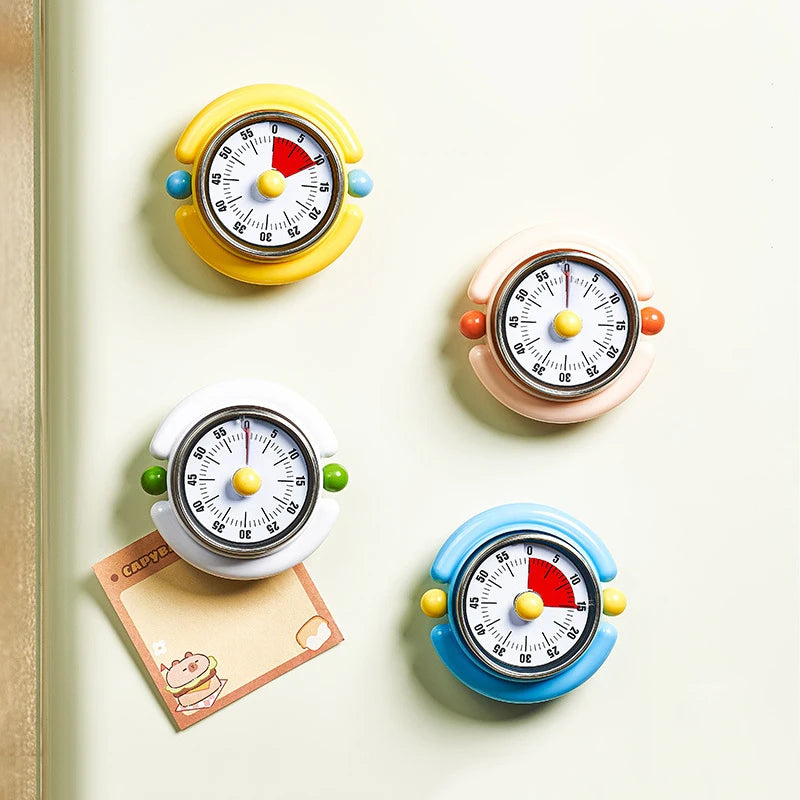 Vintage Mechanical Kitchen Timer – 60-Min Magnetic Countdown