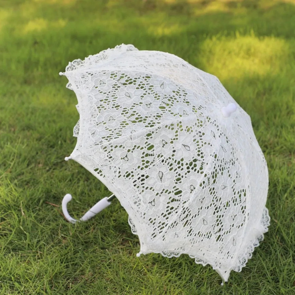 Vintage Lace Wedding Umbrella Mini Bridal Parasol Stage Prop Decorative Lace Parasol Nixie