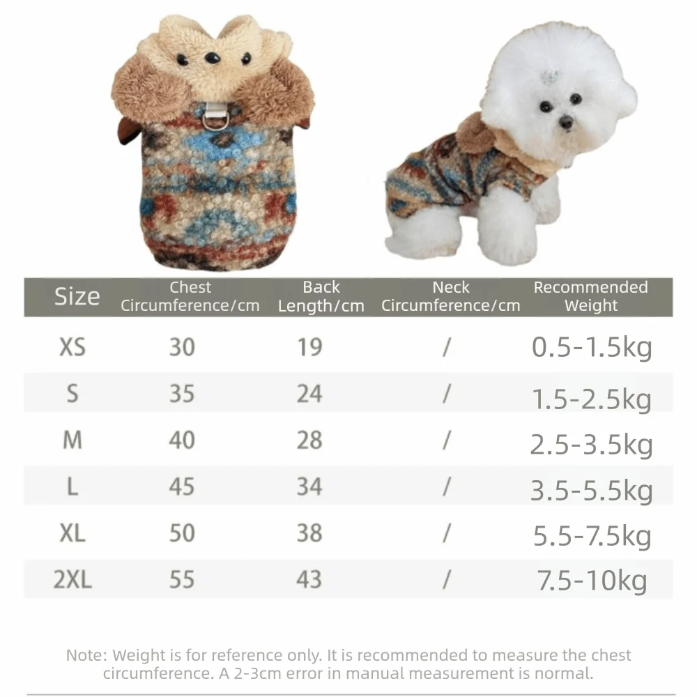 Cute Bear Winter Dog & Cat Coat – Warm Vest Jacket