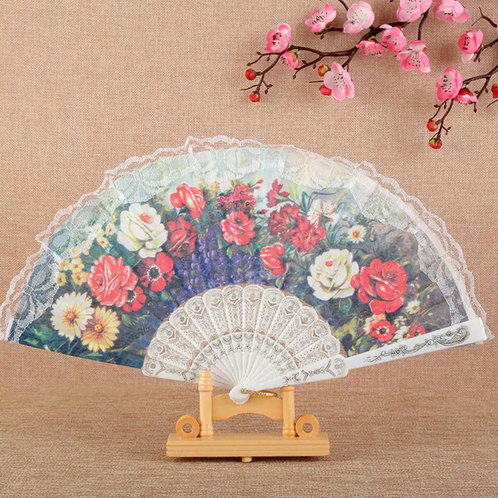 Vintage Lace Floral Folding Hand Fan – Wedding & Party Folding Hand Fan Nixie