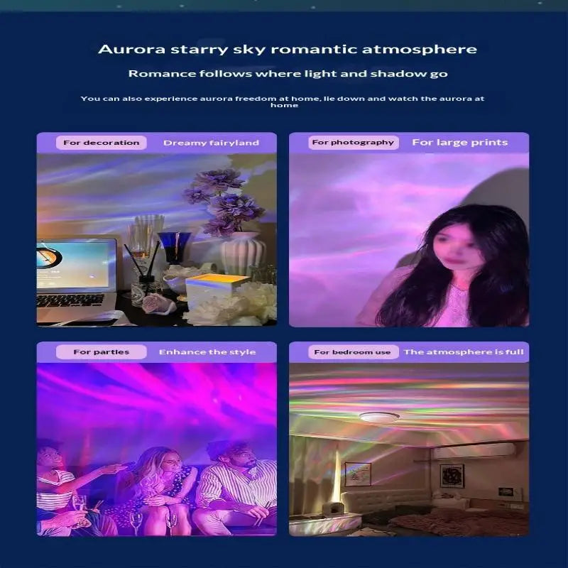 RGB Aurora Borealis Night Light Projector – USB & Remote