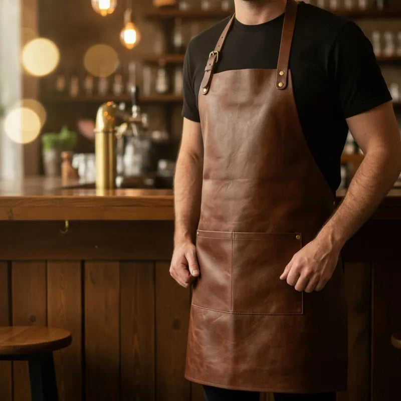 PU Leather Apron Vintage Halter Neck – Barista & Workshop