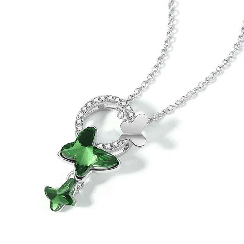 Butterfly Glass Pendant Necklace – Mood Tracker Jewelry for Women Pendant Necklace Nixie