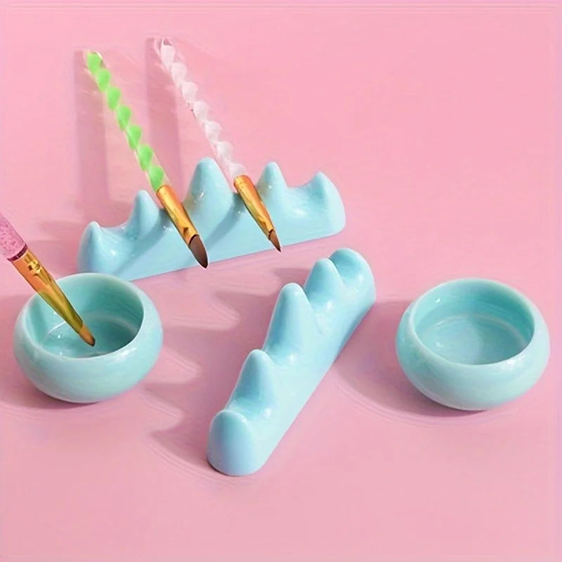 Professional Nail Brush Holder & Acrylic Liquid Powder Cup Set Nail Manicure Tool Set Nixie