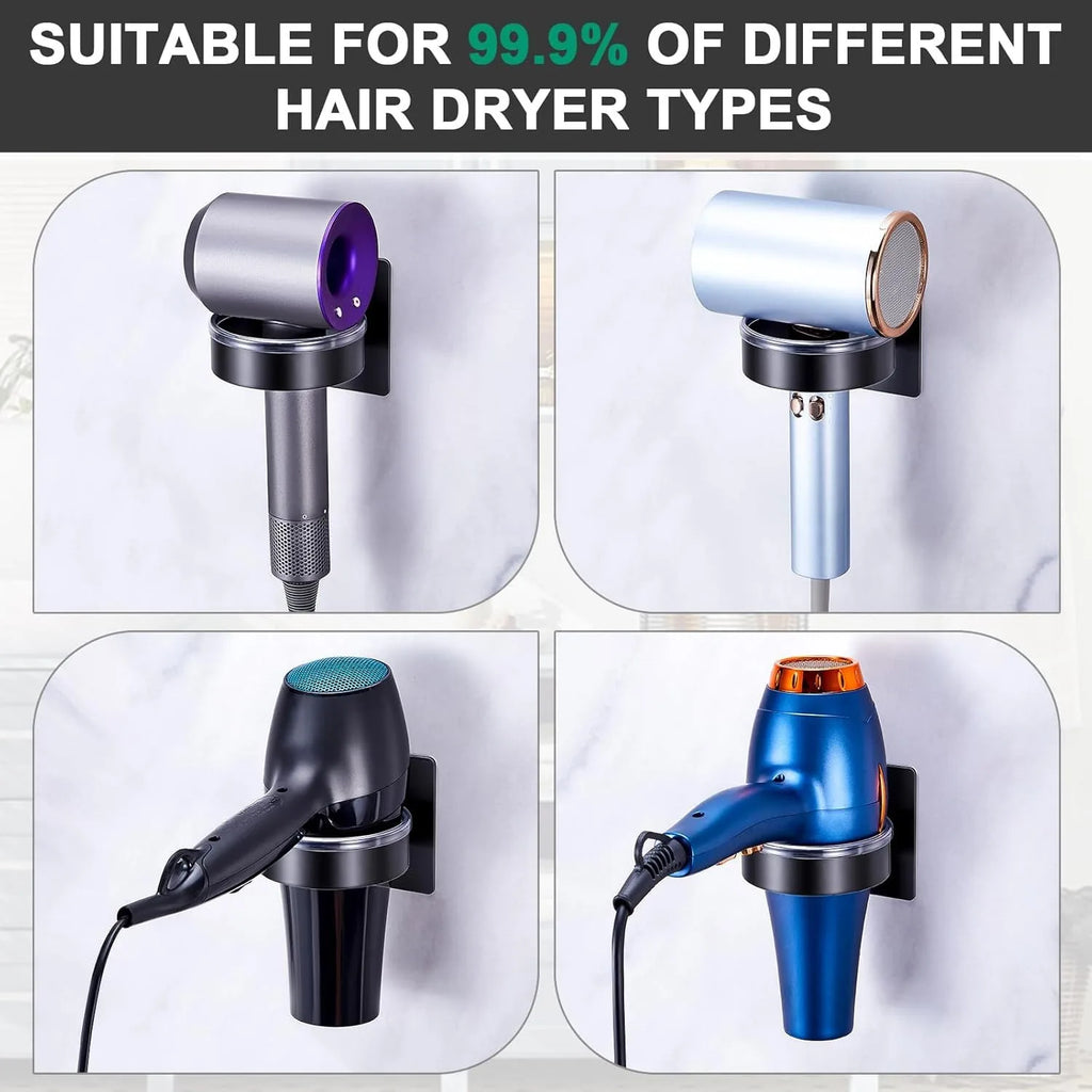 No-Drill Wall Mounted Hair Dryer Holder – Metal Bracket Hair Dryer Holder Nixie