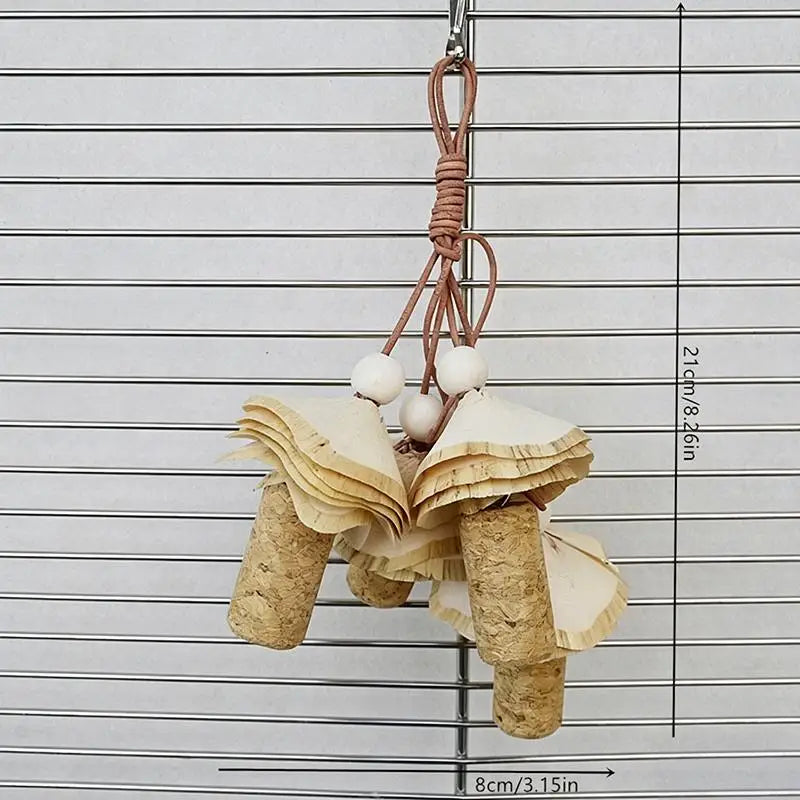 Parrot Chew Toy – Natural Woven Grass & Wood Hanging Cage Toy Bird Chew Toy Nixie