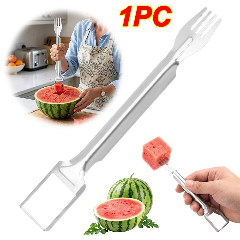 2-in-1 Stainless Steel Watermelon Cutter & Fork Slicer Fruit Slicer Tool Nixie
