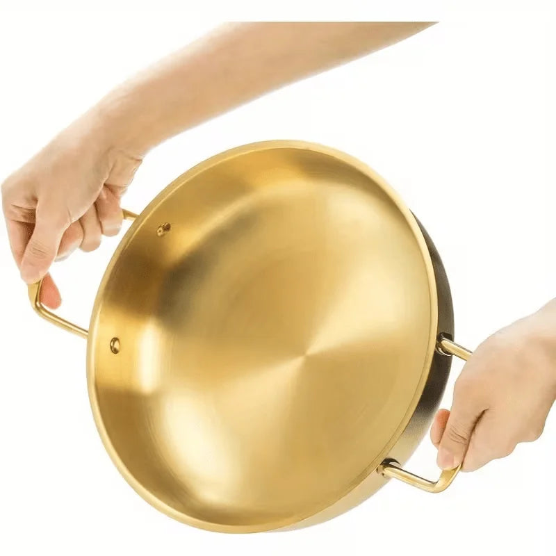 3-Piece Gold Korean Ramen Pot Set | Stainless Steel Cooking Pots Cookware Pot Set Nixie