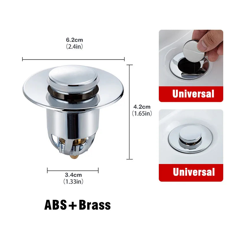 Universal Brass Pop-Up Drain Stopper & Hair Catcher Sink Drain Stopper Strainer Nixie Style-B-1.9