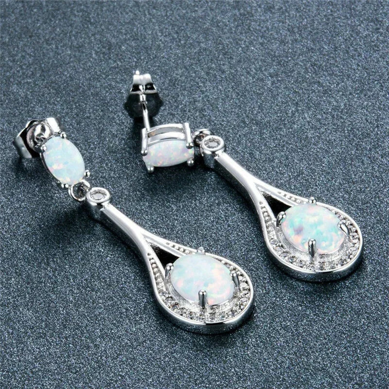 Glass Opal Drop Stud Earrings – Vintage Women's Jewelry Stud Earrings Nixie