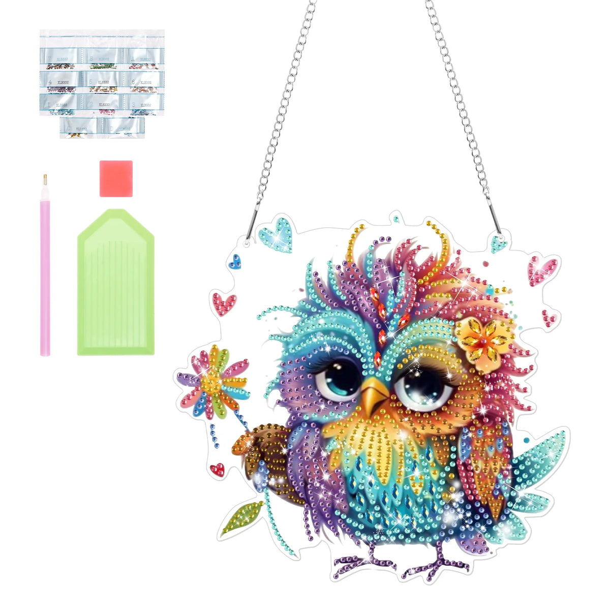 DIY Diamond Art Suncatcher Pendant – Owl & Bird Animal Design