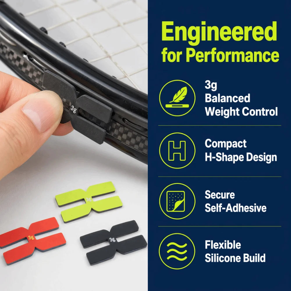6PCS Silicone Tennis Racket Weight Balance Strips – H Shape Racket Weight Strips Nixie